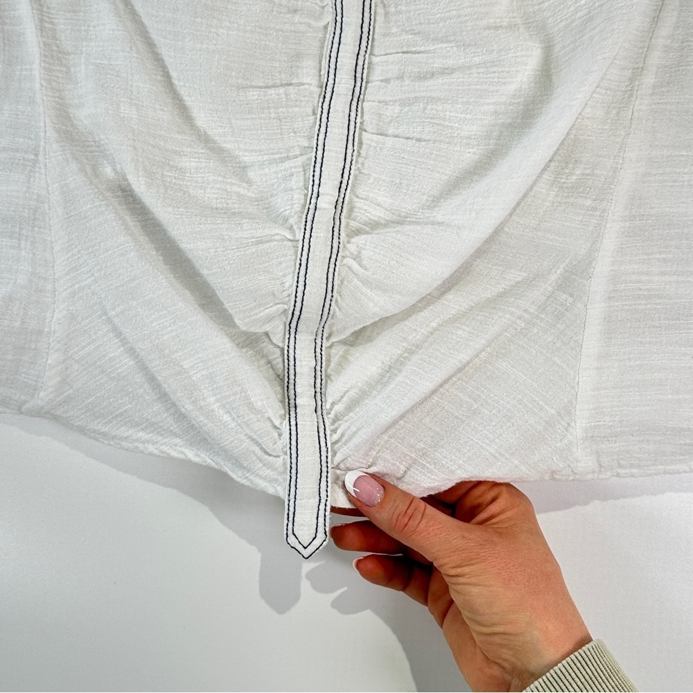 Free People Peasant Crop Top Cotton Balloon Sleeve White M - Picture 5 of 11